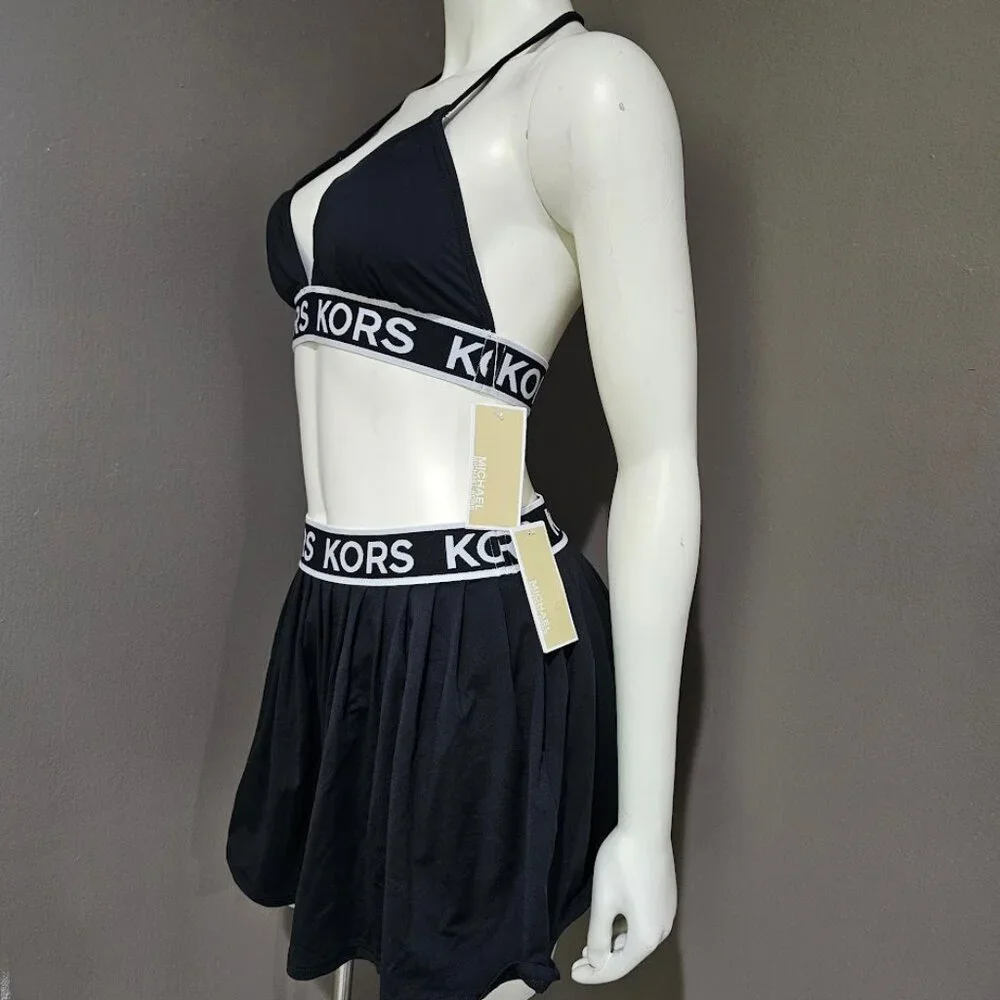 Michael Kors Logo-Elastic Swim Top and Skort - Picture 4 of 11